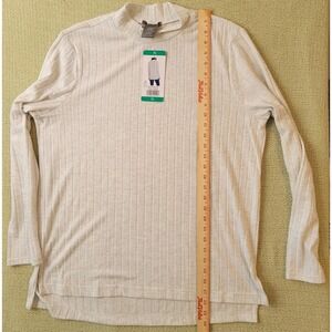 Matty M Women's Mock Neck Ribbed Tunic Top, Heather‎ Pearl Gray (Off Wht), Sz XL